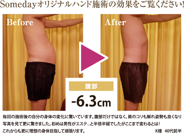 Somedayオリジナルハンド施術の効果をご覧ください！