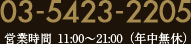 03-5423-2205 受付時間 11:00～21:00
